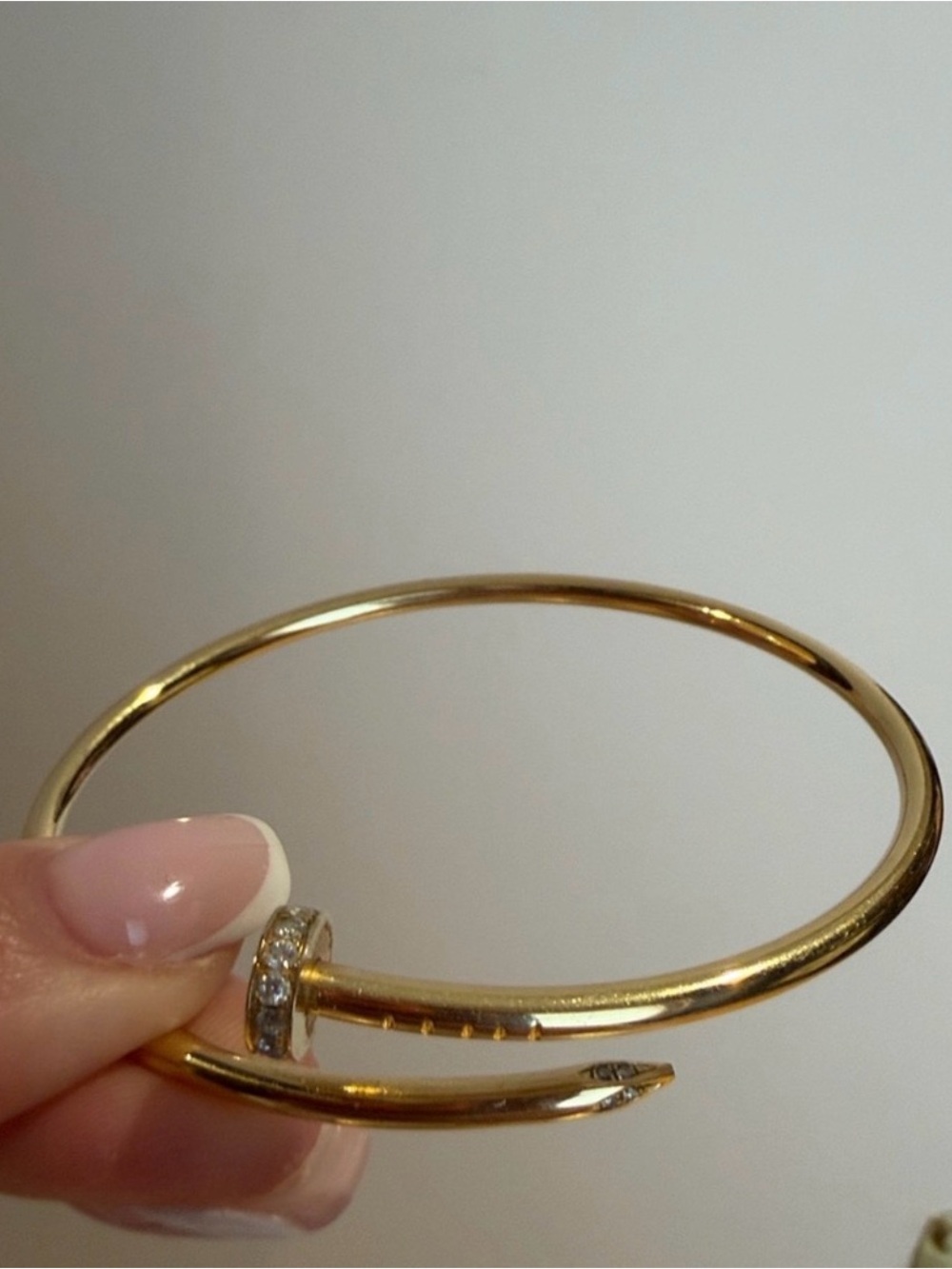 Cartier Gold Nail-Style Cuff Bracelet with Pavé Accent - Picture 2 of 9